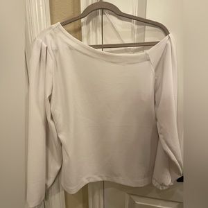 Banana Republic long sleeve top off one shoulder in white size medium